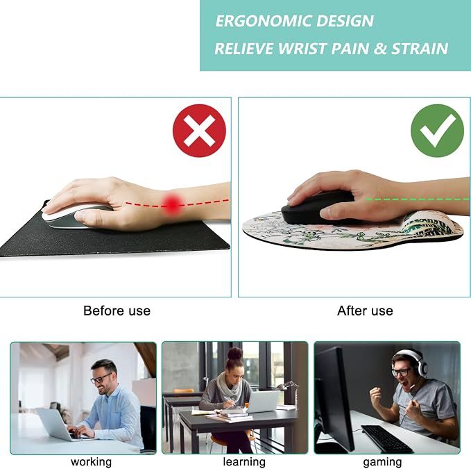 Mouse Pad with Wrist Support, Ergonomic Mouse Pad with Memory Foam Wrist Rest - Image 2
