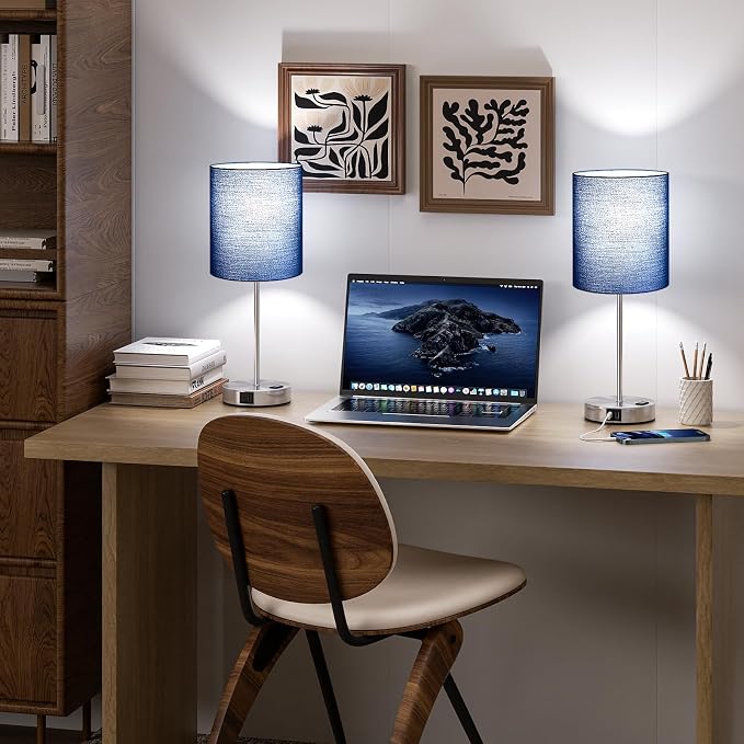 Blue Touch Lamps for Nightstand Set of 2 - Image 7