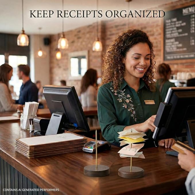 Ticket Stabber, Walnut Brass Pin Receipt Holder 2.7" 1-Pack | Natural walnut - Image 6