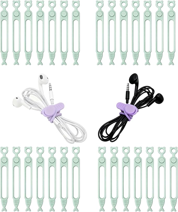 28 Pcs Silicone Cable Ties Reusable, Computer Cords by Ortarco