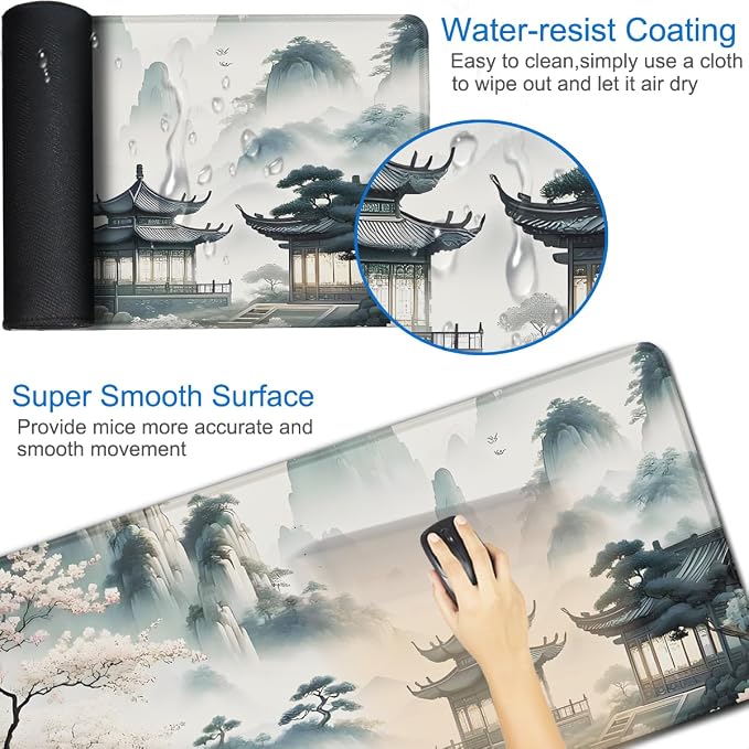 Large Gaming Mouse Pad, 31.5x15.7 inch Large Extended Computer Keyboard Mouse - Image 3