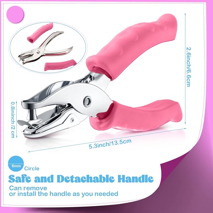 Chumia 12 Pieces Single Hole Punch Handheld 1/4 Inch Hole Paper Punch - Image 2