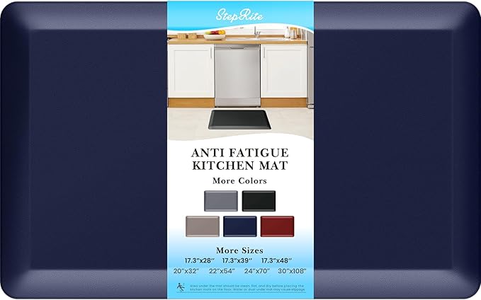 4/5 Inch Thick Kitchen Mats for Floor, StepRite Kitchen Rug for Standing Desk, Non-Slip, Thicker, Stain Resistant, Waterproof, Comfort Anti Fatigue Floor Mat for Home, Kitchen, Office - Blue,32*20''-DeskLoop Office