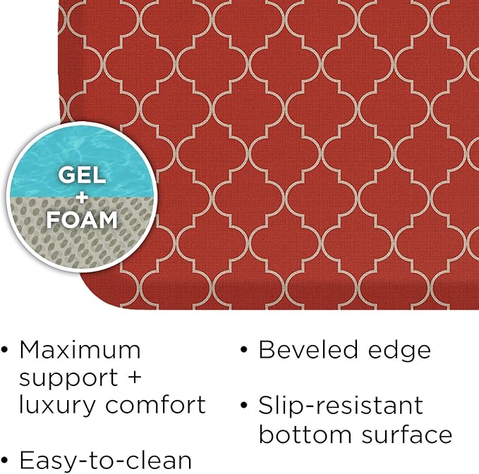 GelPro Elite Premier Anti-Fatigue Kitchen Comfort Floor Mat, 20x48", Lattice Garnet Stain Resistant Surface with therapeutic gel and energy-return foam for health & wellness-DeskLoop Office
