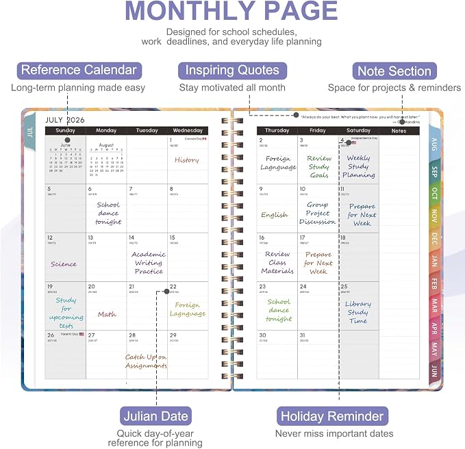 Planner 2026-2027, Weekly and Monthly Academic Year Calendar Planner, July 2026 - Image 3
