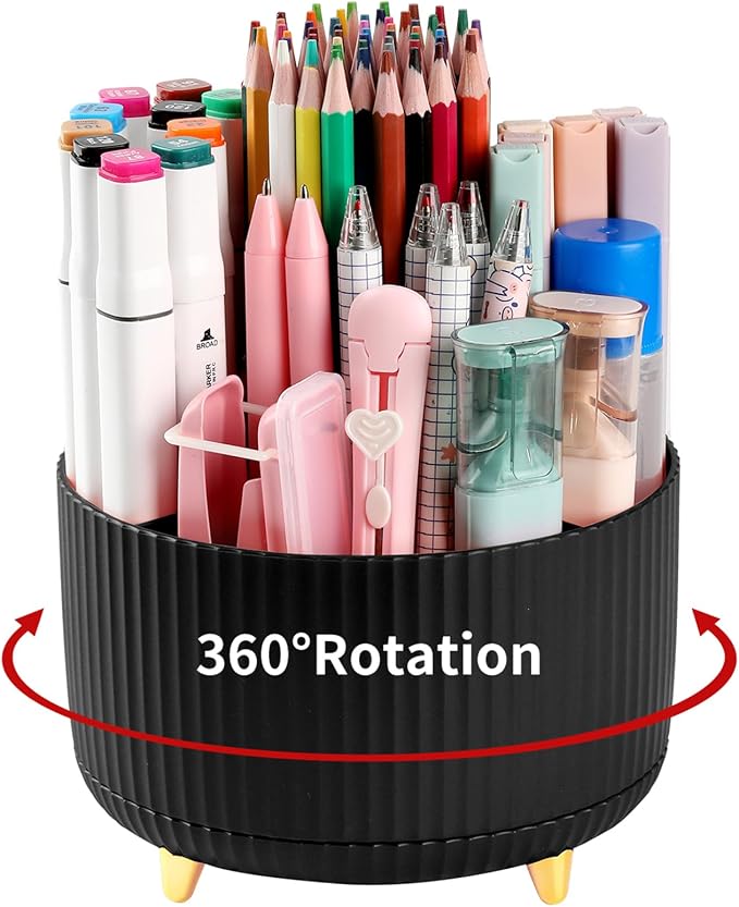 Desk Pencil Pen Holder, 5 Slots 360°Degree Rotating Pen Organizers by EDENMS