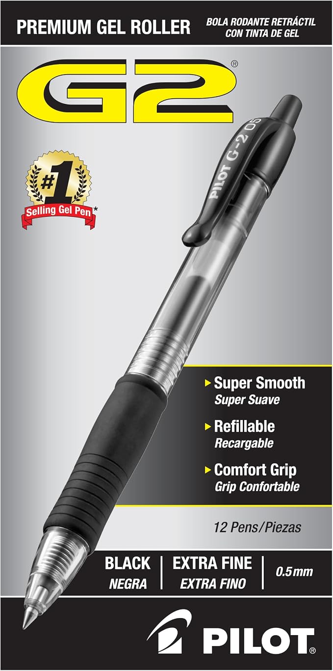 Pilot G2 Premium Gel Roller Pens, Extra Fine Point 0.5 mm, Gel Pens Black Ink by PilotCorporationofAmerica