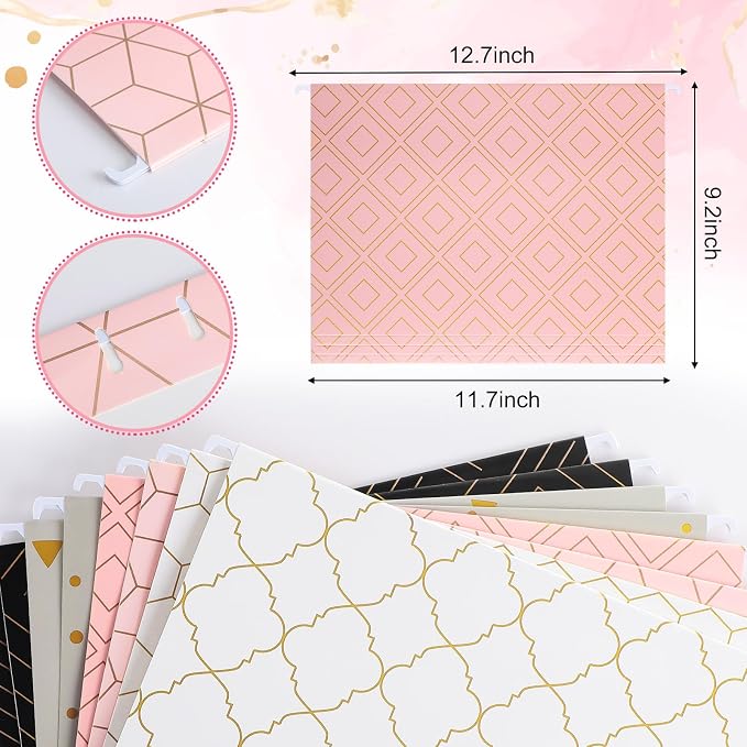 Estune 32 Pcs Decorative Hanging File Folders Letter Size Cabinet File Folders - Image 2