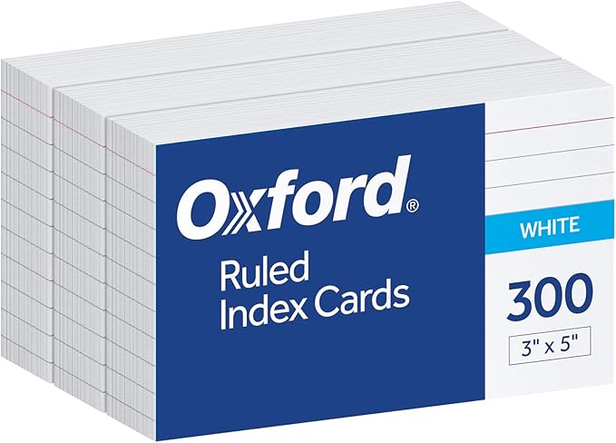 Oxford Ruled Index Cards, Lined Index Flashcards, 300 per Pack by Oxford