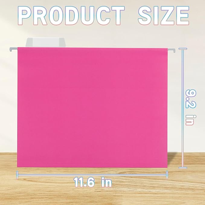 25 Packs Hanging File Folders Pink, Letter Size 8.5x11, Hanging File Folders - Image 2