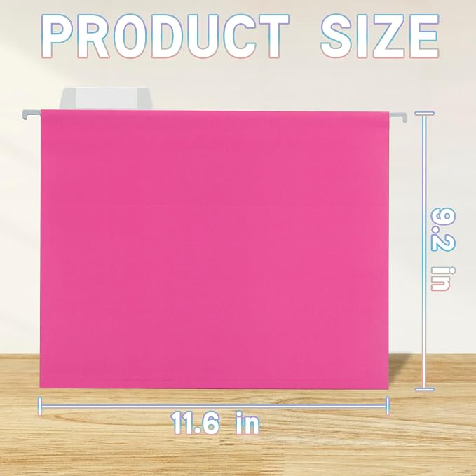 50 Packs Hanging File Folders Pink, Letter Size 8.5x11, Hanging File Folders - Image 2