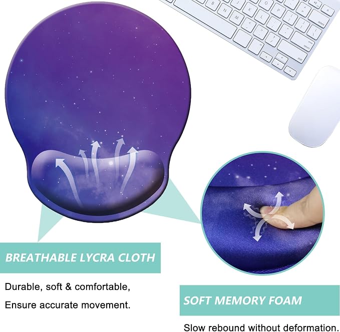 Mouse Pad with Wrist Support, Ergonomic Mouse Pad with Memory Foam Wrist Rest - Image 3