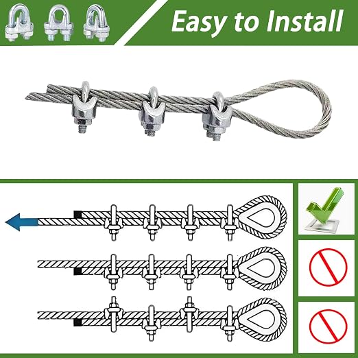 30PCS 5/16" M8 Zinc-Plated Wire Rope Clamps – Heavy Duty U-Bolt Cable Clips - Image 7