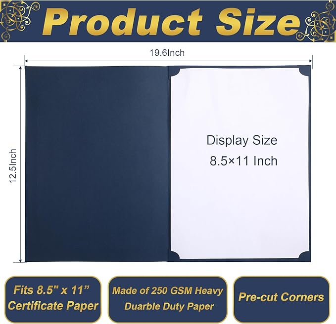 Fainne 120 Pack Certificate Holders Bulk, Diploma Covers Gold Foil Border - Image 2