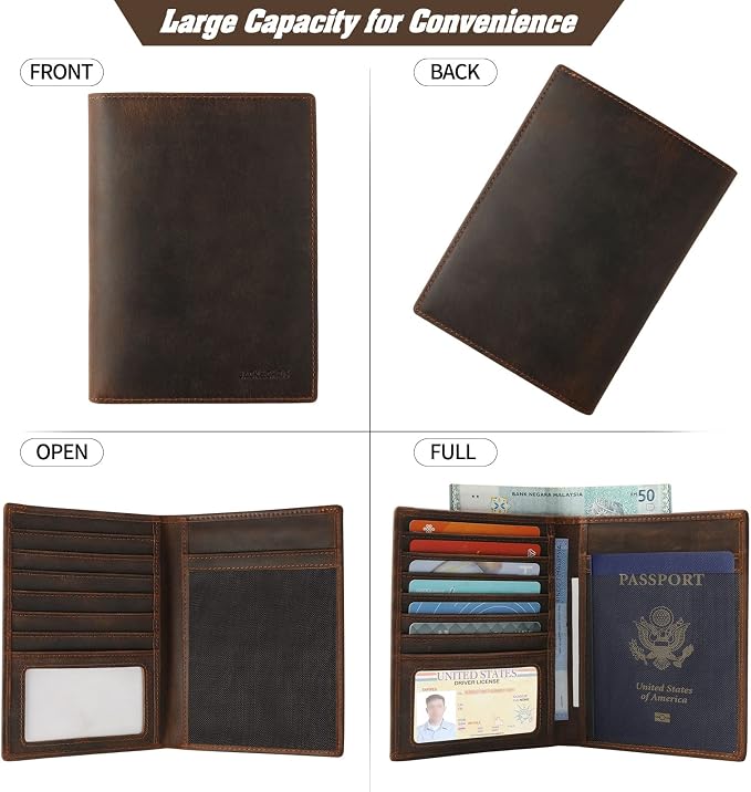 Jack&Chris Leather Passport Holder RFID Blocking Passport Travel Wallet Cover - Image 4