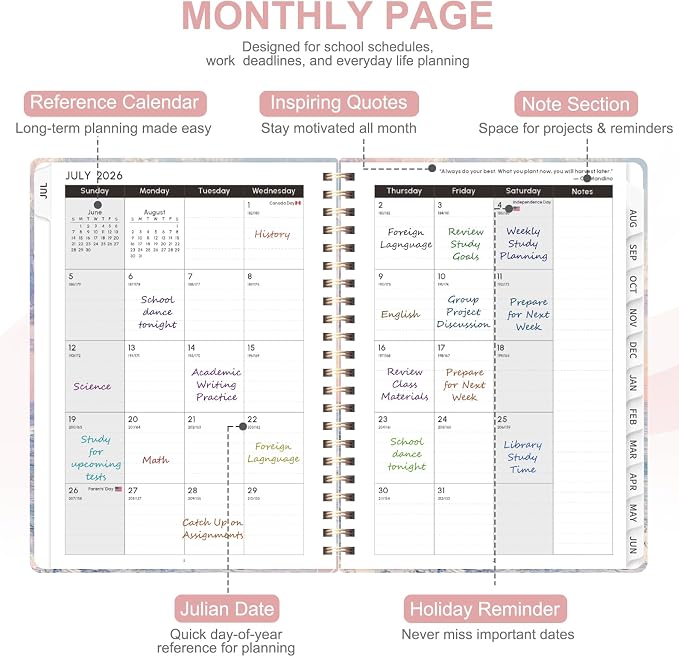 Planner 2026-2027, Weekly and Monthly Academic Year Calendar Planner, July 2026 - Image 3