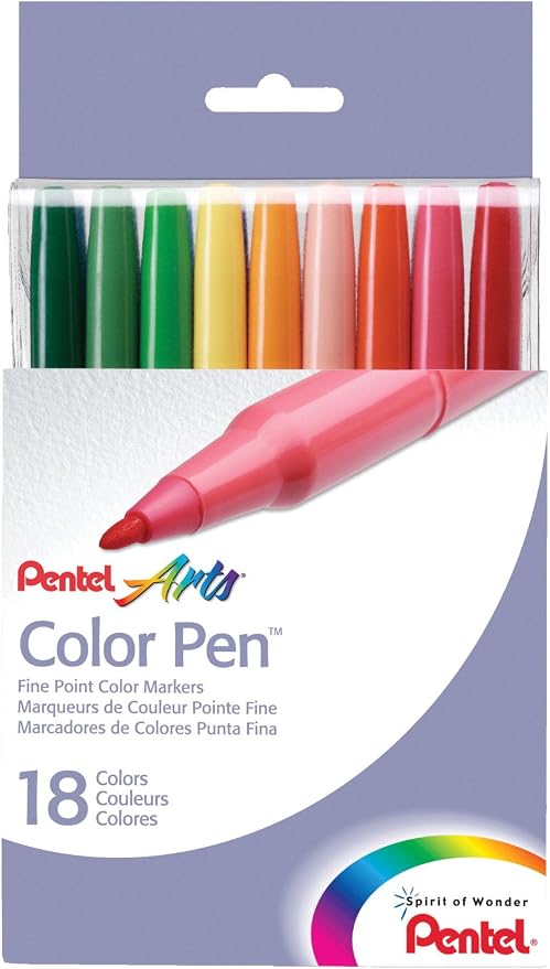 Color Pen Pentel, Fine Point Color Markers, Fiber Tip by PentelofAmerica