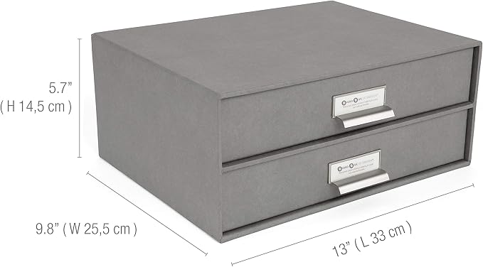 Bigso Box of Sweden Birger 2-Drawer Fiberboard Label Frame Document Letter Box - Image 3