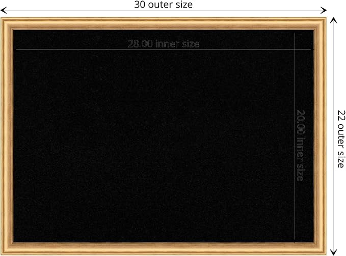 Amanti Art Black Cork Board for Wall, 22x30 Vision Board with Gold Wood Frame, Medium Corkboard Office Decor for Home Organization, Casual Corkboard Pinboard to display items for home organization-DeskLoop Office