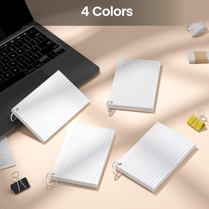 160-Pack White Index Cards 4x6 Inch w/Key Ring – 180gsm Heavyweight Flashcards - Image 7