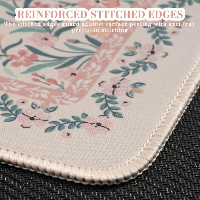 iCasso Aesthetic Small Floral Mouse Pad, Anti-Slip and Comfortable Cloth Mouse - Image 4