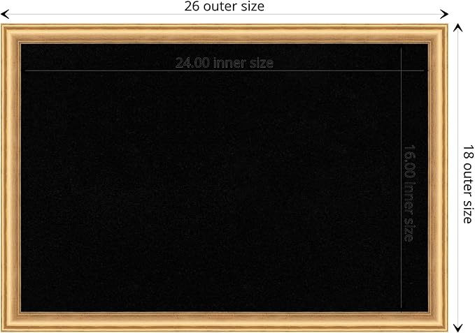 Amanti Art Black Cork Board for Wall, 18x26 Vision Board with Gold Wood Frame, Medium Corkboard Office Decor for Home Organization, Casual Corkboard Pinboard to display items for home organization-DeskLoop Office