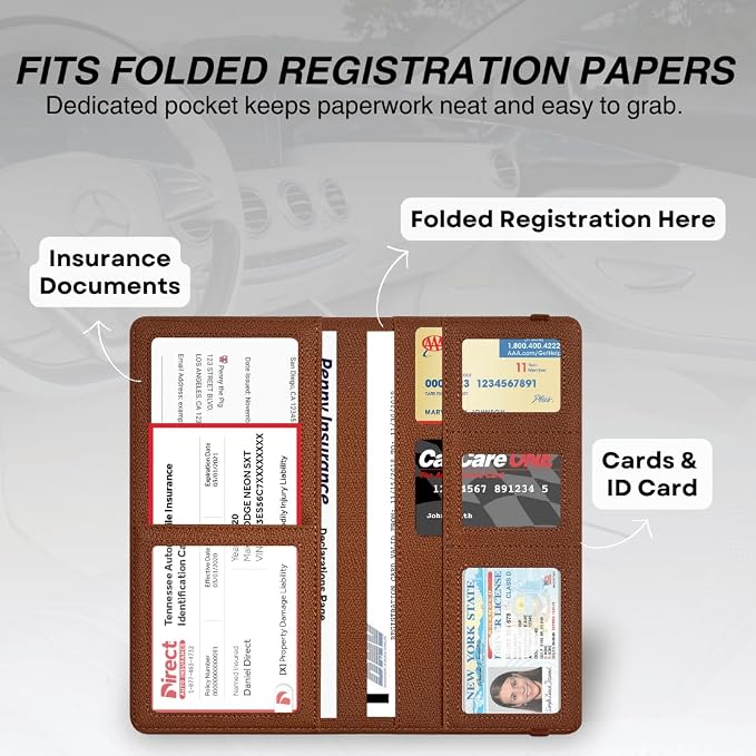 LINTRU 6-Pocket Car Registration & Insurance Card Holder - Image 2