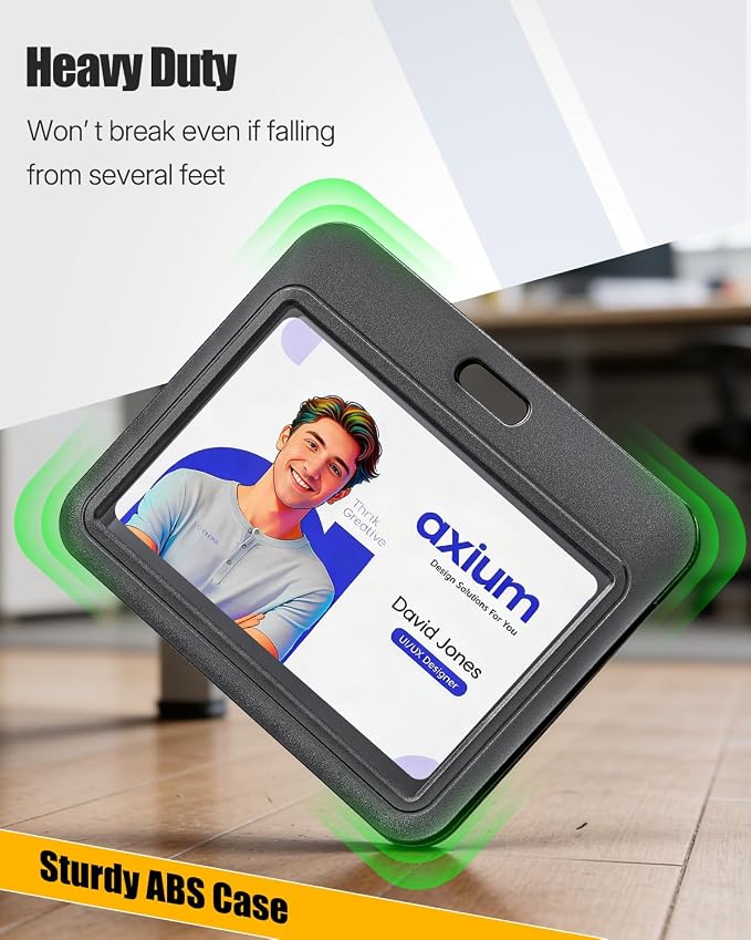 Uniclife 3 Pack Sliding ID Badge Holder Black Horizontal Hard Plastic Case - Image 4