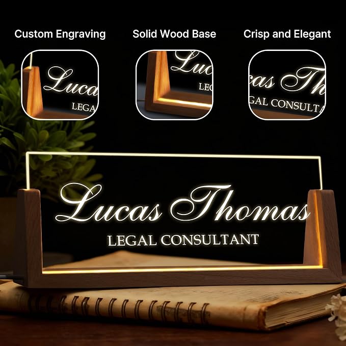 Custom Light Up Name Plate for Desk, Personalized LED Acrylic Name Sign - Image 3