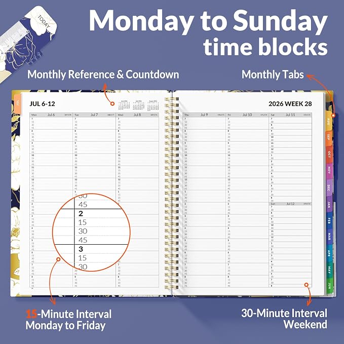 SUNEE 2026-2027 Appointment Book, Quarter-Hourly, Weekly & Monthly - Image 3