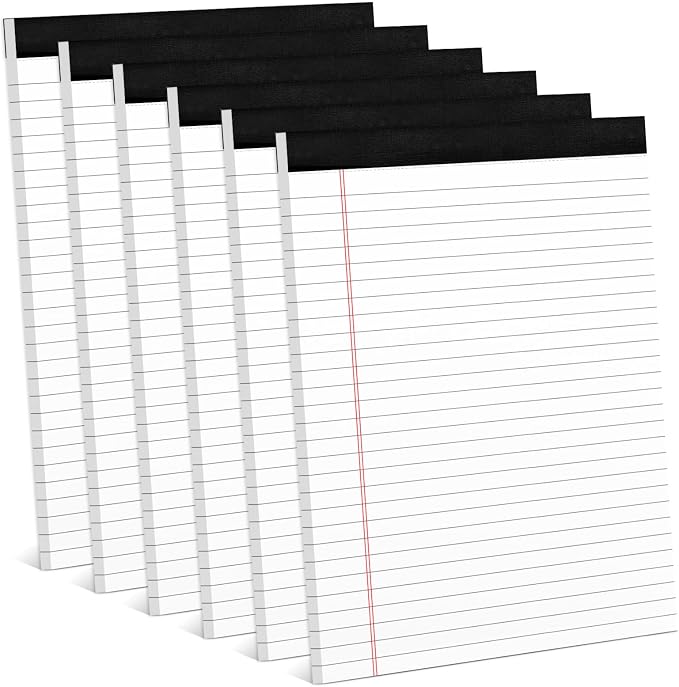6 Pack 8.5 x 11 Legal Pads for Office Supplies Paper Pads 8.5 x 11 White Note by Aidunmis