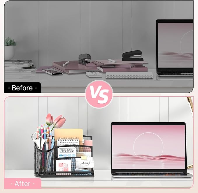 SUPEASY Desk Organizer with 3 Compartment Pen Holder, 3-Slot Mail Organizer and - Image 7