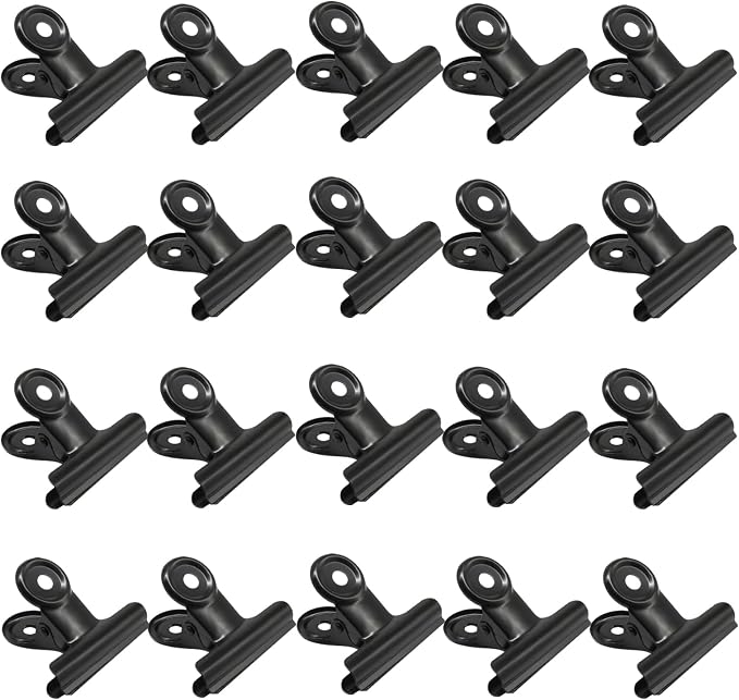 Bonsicoky 20 Pack Black Bulldog Clips, 2 inch / 51mm Mini Metal Hinge Clips - Image 2
