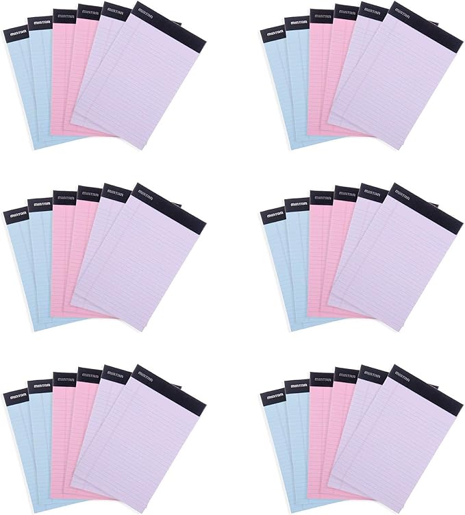 Mintra Office Legal Pads, ((xBasic, 8.5in x 11in, Narrow (Pastel), 36pk (6-6pks))-DeskLoop Office