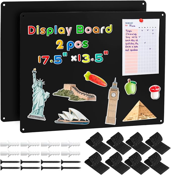 MAXECHO 2 Pack Black Magnetic Bulletin Board, 17.5"×13.5" Magnet Boards by MAXECHO