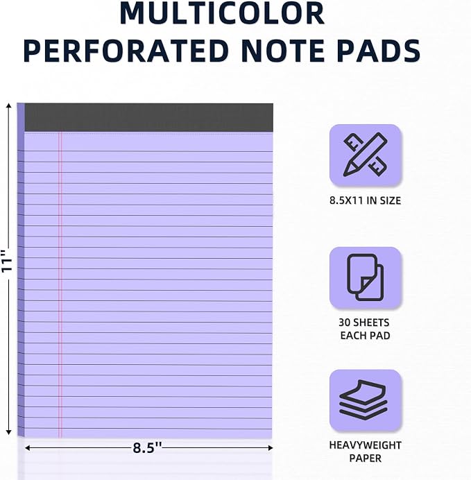 24 Pack Colored Legal Pads 8.5 x 11 Wide Ruled Note Pads 8.5 x 11 Notepads - Image 2