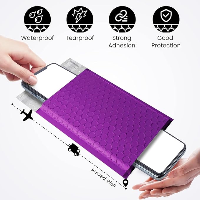 Fuxury Bubble Mailers 4x8 Inch Purple 800 Pack Padded Envelopes Usable Size - Image 7