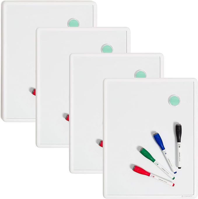 U Brands Contempo Magnetic Dry Erase Board White Board Bundle, Includes 4 Boards by UBrands