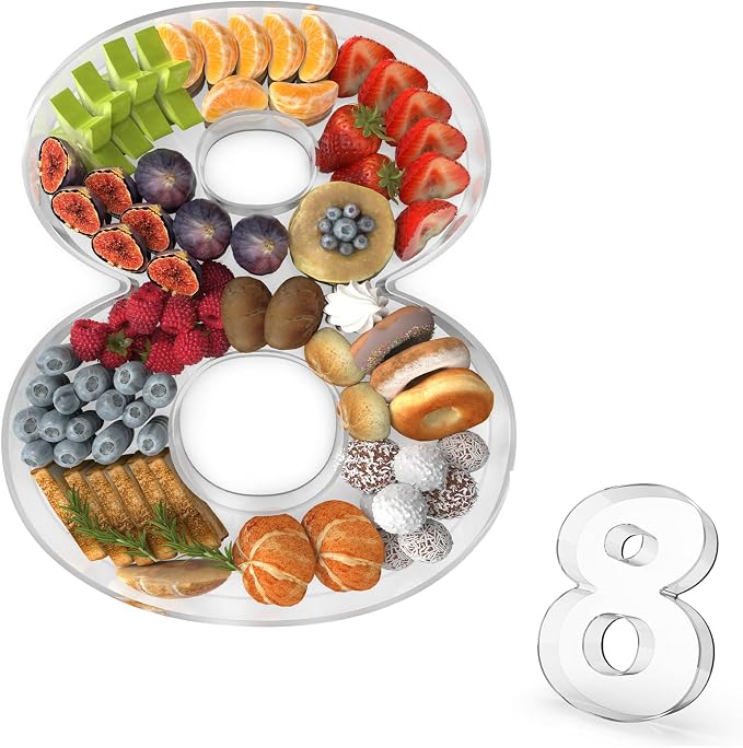 11" Acrylic Number Charcuterie Tray, Fillable Number Charcuterie Box by Tdsuco
