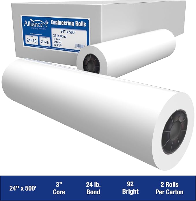 Alliance Wide Format Paper 24" x 500' Rolls Bond Engineering - Image 3