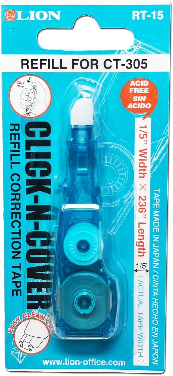 LION CLICK-N-COVER Refill Correction Tape - Image 4