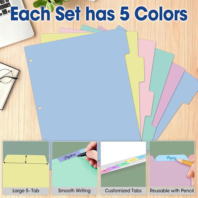 150 Pcs Colored Binder Dividers - Image 4