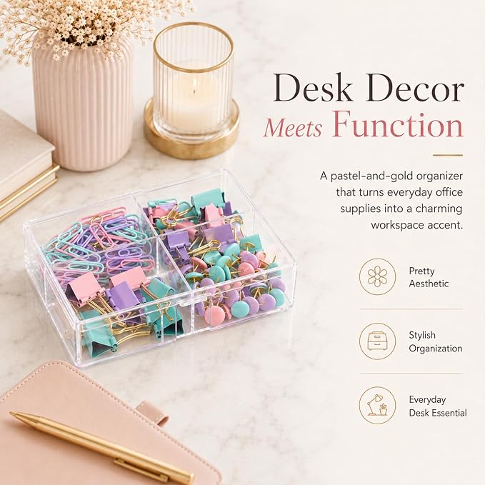 Pastel Paper Clips Binder Clips Push Pins Set - Image 6