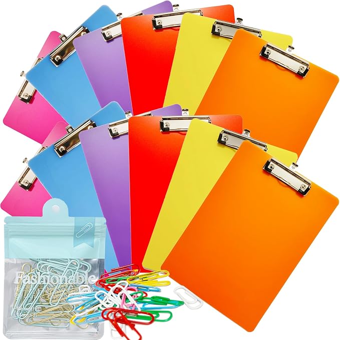 smilixin 12 Pack Plastic Clipboards, Office Clipboards Standard A4 Letter Size by smilixin