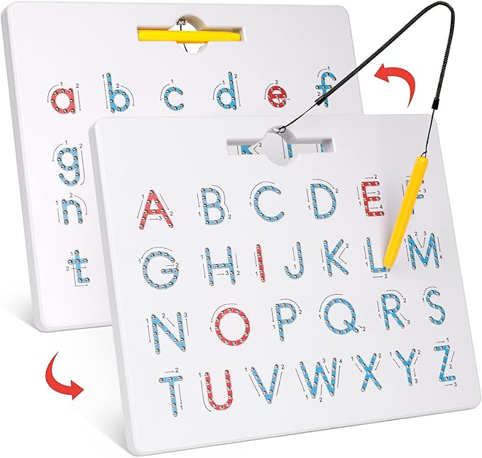 GAMENOTE Double Sided Magnetic Letter Board - 2 in 1 Alphabet Magnets Tracing by Gamenote