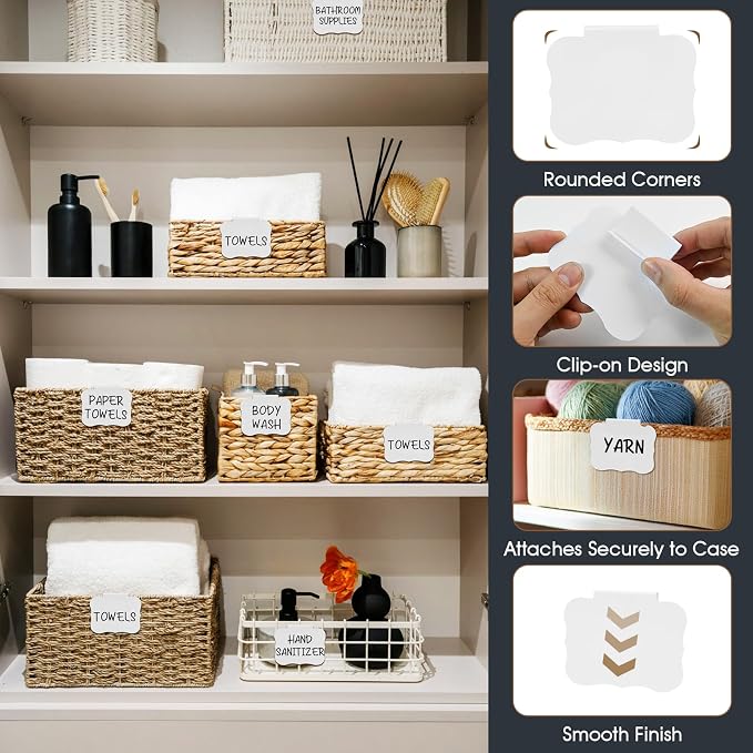 12pcs White Basket Labels Removable PVC Labels | Clip On - Image 6