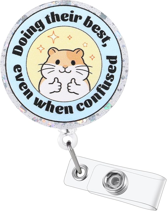 Doing Their Best, Even When Confused Funny Nurse Badge Reel, Cute Hamster by Unknown