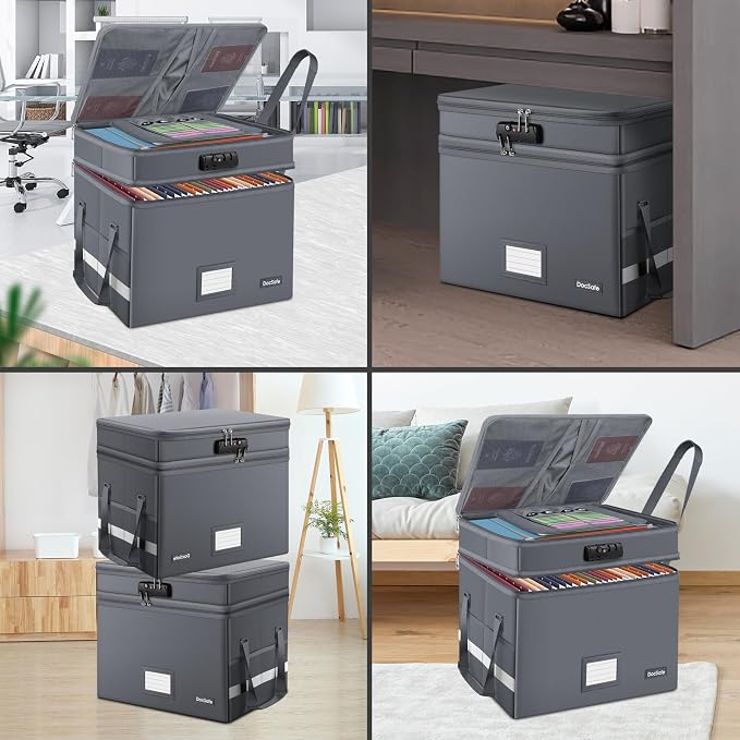 DocSafe File Box with Lock, Large Portable Home Office Filing Box - Image 3