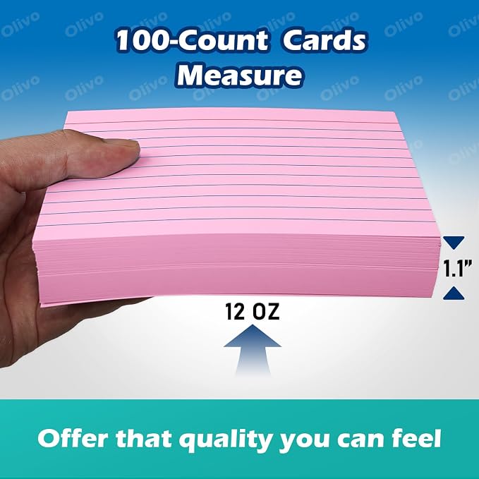 Pink Index Cards 4x6 Lined Ruled Flash Note Cards 100 Count, 220 GSM Heavy - Image 4
