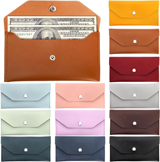 Tebery 12 Pcs PU Leather Cash Wallet, Reusable Money Envelope Purse by Tebery